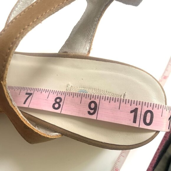 Boden Wedge Heel Sandals Ankle Strap Open Toe Light Brown Suede Leather size 10 - Picture 8 of 8